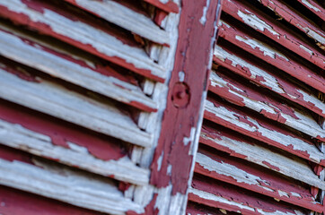 wooden windows sliders red abandoned