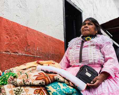 old woman seller of mexican crafts