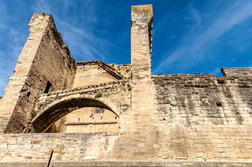 A shot of part of the Avignon Castle walls in France