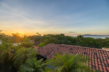 Sunset seen from above the trees