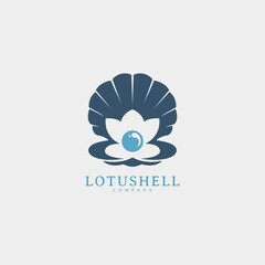 Lotus flower with seashell pearl logo design