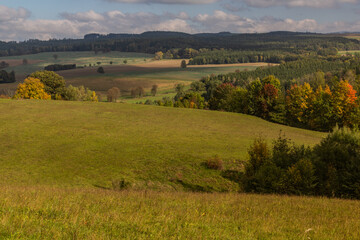 Fototapeta premium Autumn landscape of eastern Bohemia near Letohrad, Czech Republic