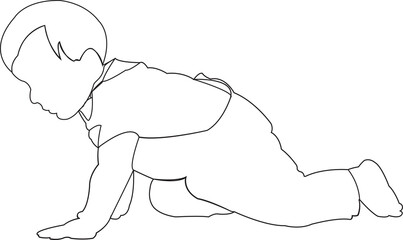 baby walking to kittens bent child crawls bent over