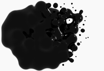 Black abstract liquid shape 3D render