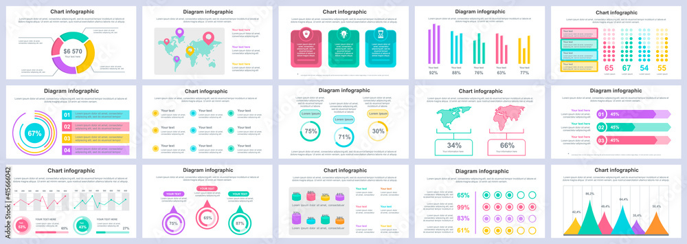 Leinwandbilder bundle business and finance infographics presentation slides template. different charts, diagrams, w
