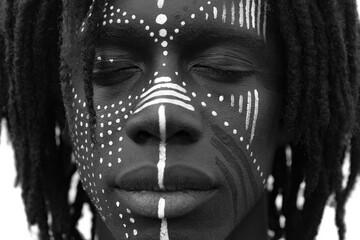 A black and white contrast portrait