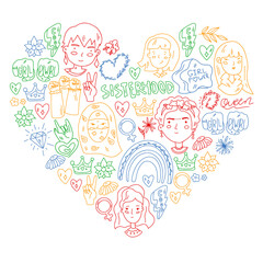 Woman international day 8 march. Girl Power. Feminism concept. Vector pattern. Sticker, patch graphic design.