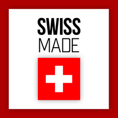 Swiss Made label or logo illustration with national flag