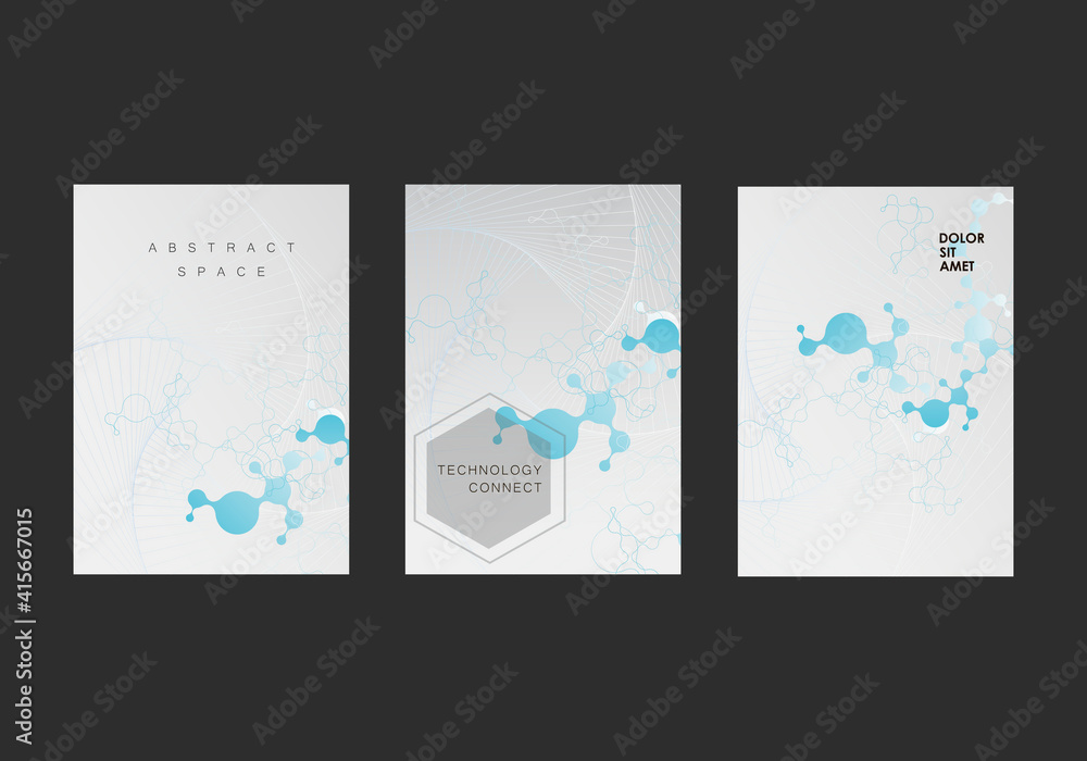 Poster abstract colorful background with lines and circles. web, network, computer, connect and technology 