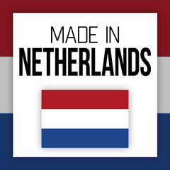 Made in Netherlands label illustration with national flag