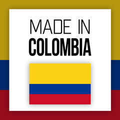 Made in Colombia label illustration with national flag