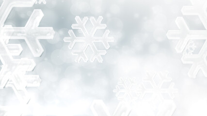 Christmas white gray snowflake with snow fall on winter background.