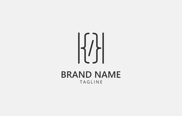 Letter K KK Code Logo Design Vector Template