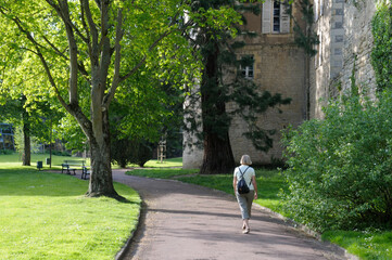 Walking along the Promenade des remparts, Nevers, Nièvre, Burgundy, France