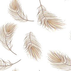 Peacock feather realistic in boho style. Luxury design.