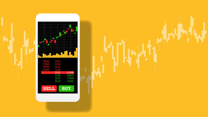 Mobile trading and Chart - obrazy, fototapety, plakaty
