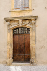 Ornate entry door, Lourmarin, Vaucluse, Provence-Alpes-Côte d'Azur, France