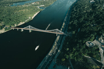 Pedestrian bridge in Kiev across the river