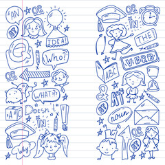 English language. Flat design, vector pattern.