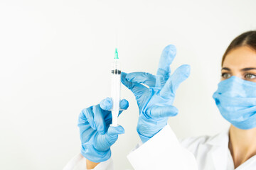 
Concept fight against virus covid-19 corona virus, doctor or scientist in laboratory holding a...
