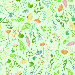 Simple spring vector pattern. Modern floral background. 