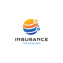 Insurance Technology logo vector icon illustration modern gradient style
