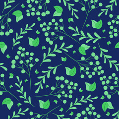 Simple spring vector pattern.
Different leaves on a dark background.