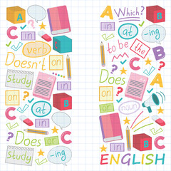 Concept of learning English. Flat design, vector pattern. English courses.