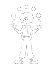 juggler circus clown, fun line drawing for kids. You can print it on an 8.5x11 inch page 