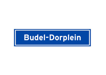 Budel-Dorplein isolated Dutch place name sign. City sign from the Netherlands.