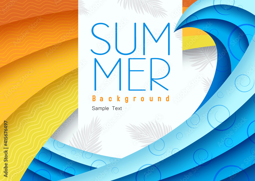 Poster summer background abstract vector design. summer background text in white space with colorful sea wa
