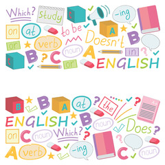 Concept of learning English. Flat design, vector pattern.