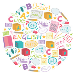 Concept of learning English. Flat design, vector pattern.