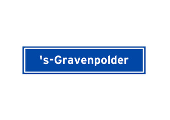 's-Gravenpolder isolated Dutch place name sign. City sign from the Netherlands.