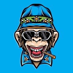 ape wearing summer outfit vector