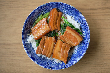 Dongpo pork bowl, a dish of braised pork belly on white rice
