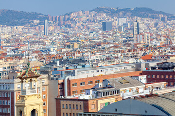 Naklejka premium Barcelona residential district . Panorama with streets and houses of Barcelona 