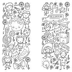 Vector pattern with items for school. Online internet education, e-learning.
