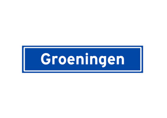 Groeningen isolated Dutch place name sign. City sign from the Netherlands.