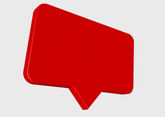 Message icon notification 3D, red color and white background
