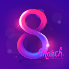 Fototapeta premium womens day 8 march holiday celebration banner flyer or greeting card with number eight vector illustration