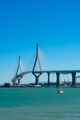 Constitution bridge, called La Pepa, in the Bay of Cadiz, Andalusia. Spain. Europe. February 14, 2021
