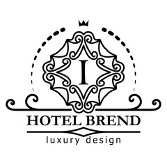 Simple and graceful monogram logo template for logotype or badge Design. Elegant vintage royal ornament lines frame, good for fashion hotel, alcohol or boutique brand.