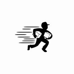 Fototapeta na wymiar The Running man with postal box logo, Messenger creative concept, Delivery vector logo design template.
