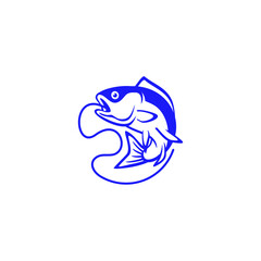 Fish and hook logo, Simple fishing logo template, 
fishing illustration template
