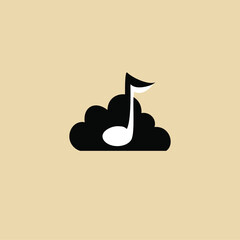 Song Music Tone Note and Cloud Digital Logo Icon
