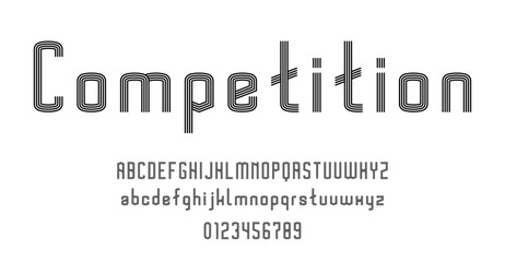 Set of alphabets font letters and numbers modern abstract design with lines vector illustration