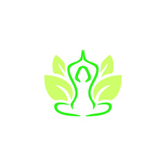 Lotus flower logo with woman silhouette