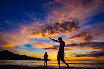 silhouette of a person on the beach