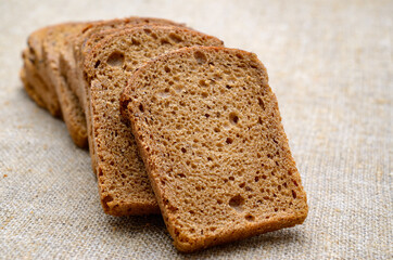 Sliced bread, fresh bakery products close up